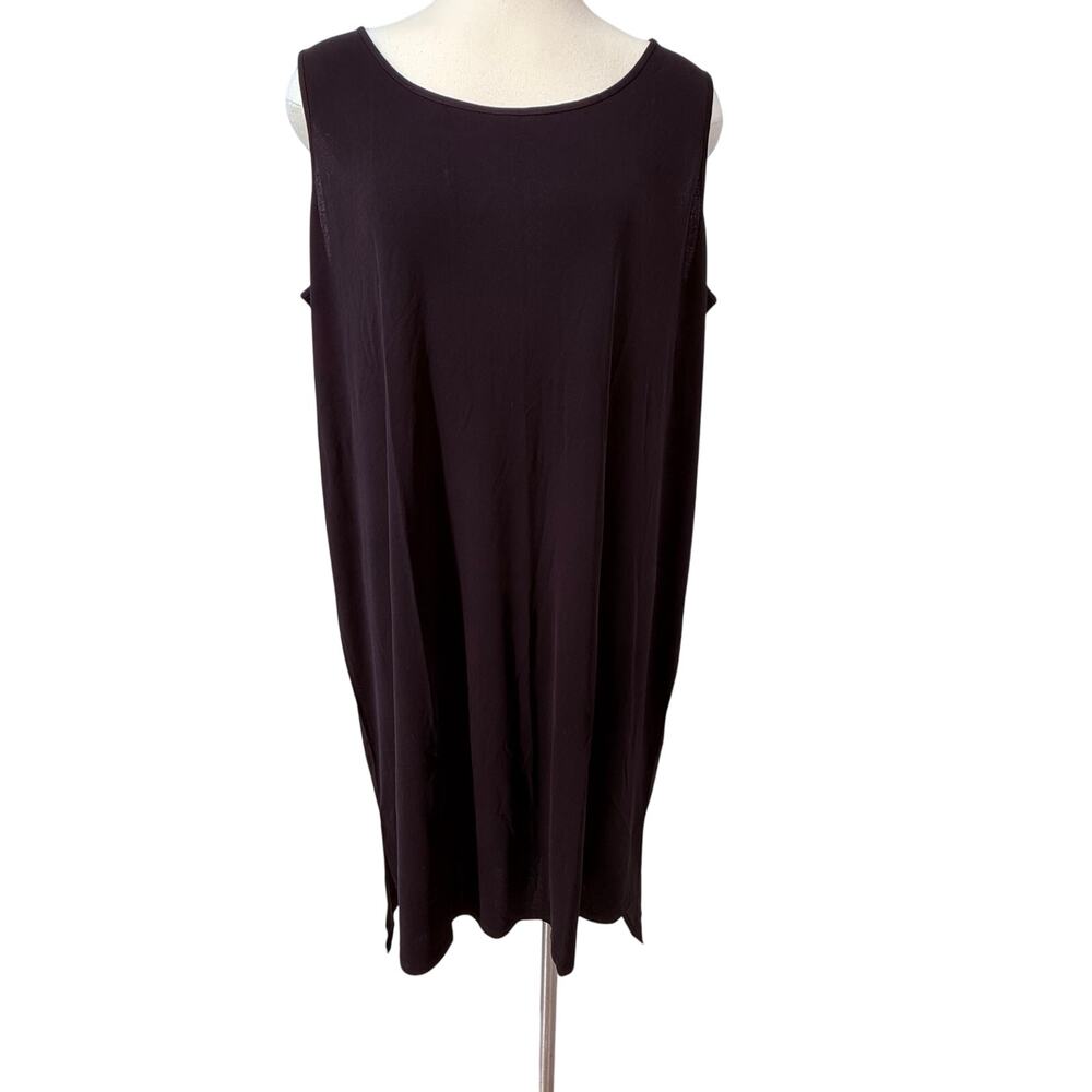 Eileen Fisher Scoop Neck Tank Dress SZ 1X Stretch Silk Jersey Minimalist